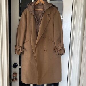 Woman’s Classic Tan Hooded Trench Coat